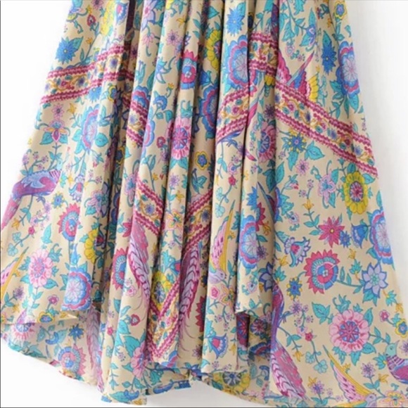 Boho Floral LoveBird Gypsy Print Maxi Long Dress - Picture 6 of 10